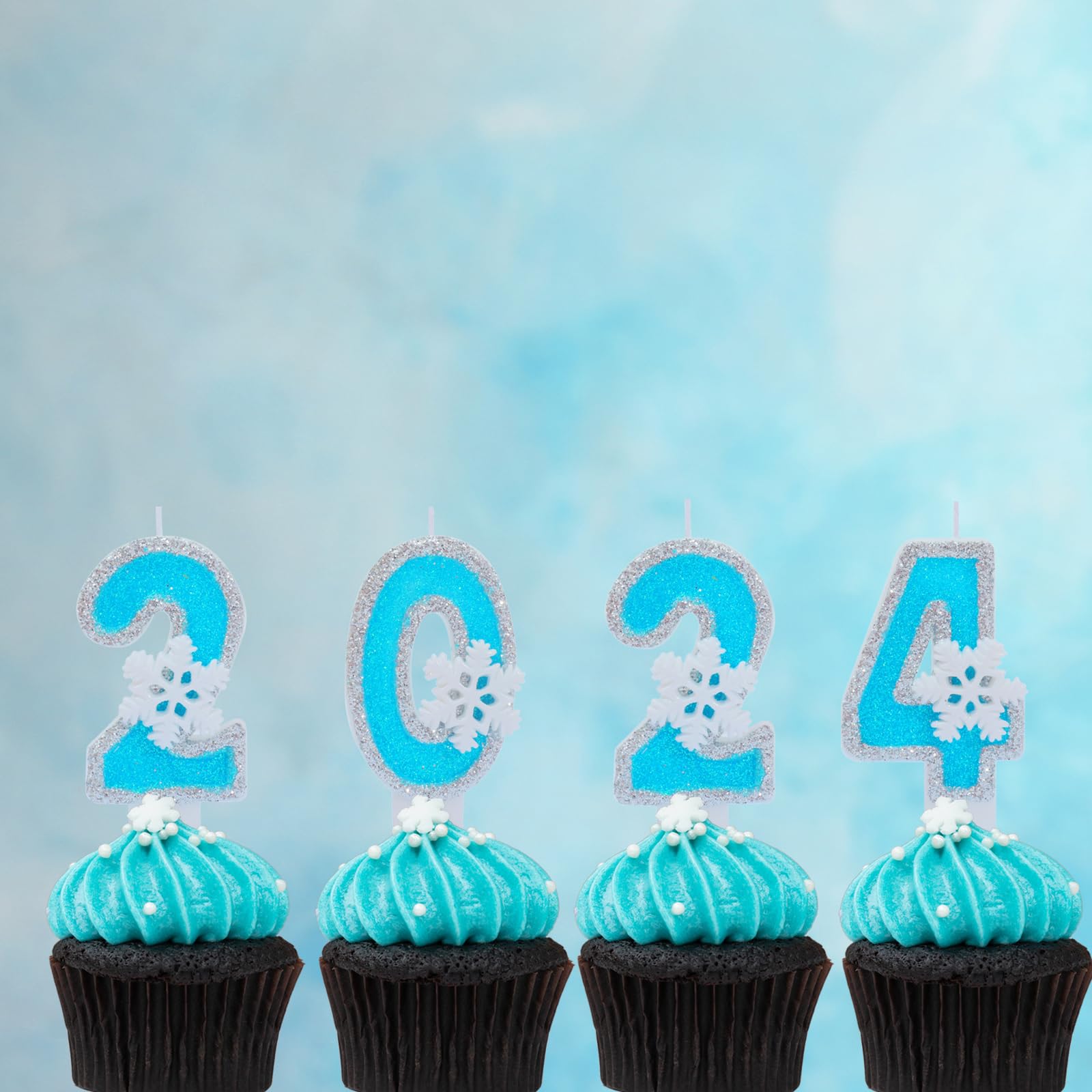 Decoraciones de fiesta de cumpleaños azul congelado, velas blancas con número de copo de nieve del 0 al 9, suministros de fiesta de cumpleaños para niños y adultos, suministros de fiesta de boda,