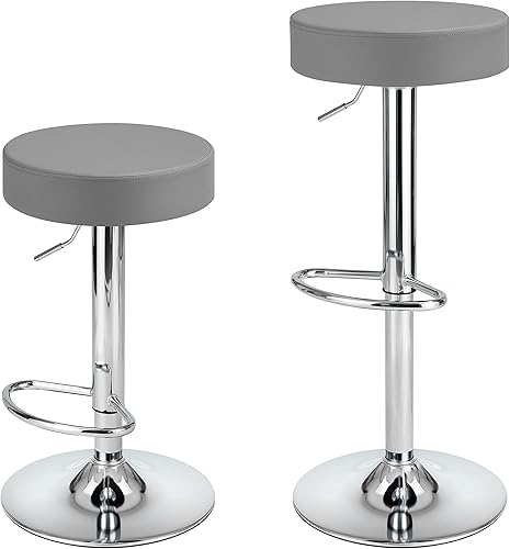 Miniatura 12 de Finnhomy Juego de 2 taburetes de bar de altura de mostrador, taburetes de bar giratorios con reposapiés y espalda descubierta, taburetes de bar