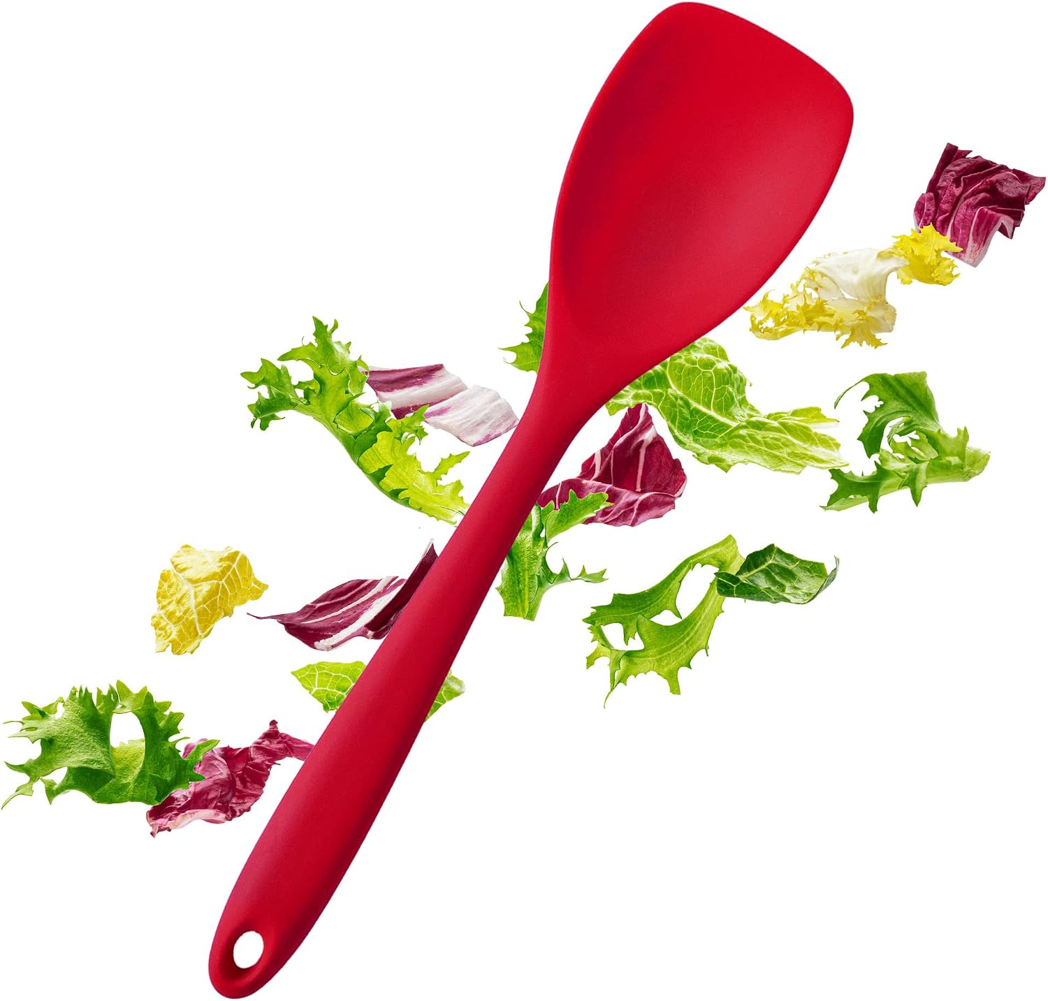 StarPack Premium Silicone Spatula Spoon (Spoonula) - Spatulas Silicone Heat Resistant to 600°F - Hygienic One Piece Rubber Spatula Spoon Design - Spoon Spatulas for Nonstick Cookware (Cherry Red)