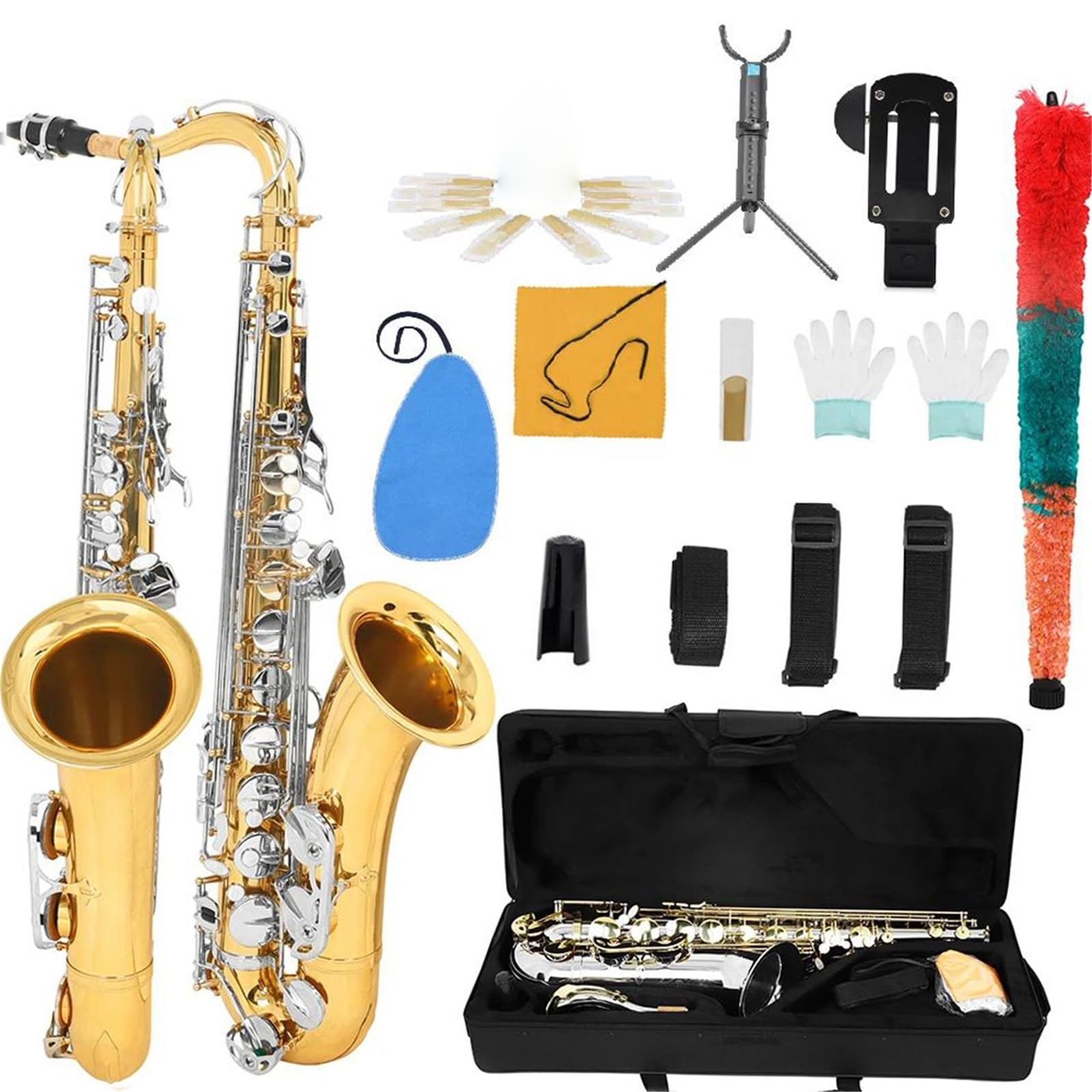 Saksofony Saksofon tenorowy Bb Tone Instrument muzyczny ze srebra niklowanego(Gold Silver Key)