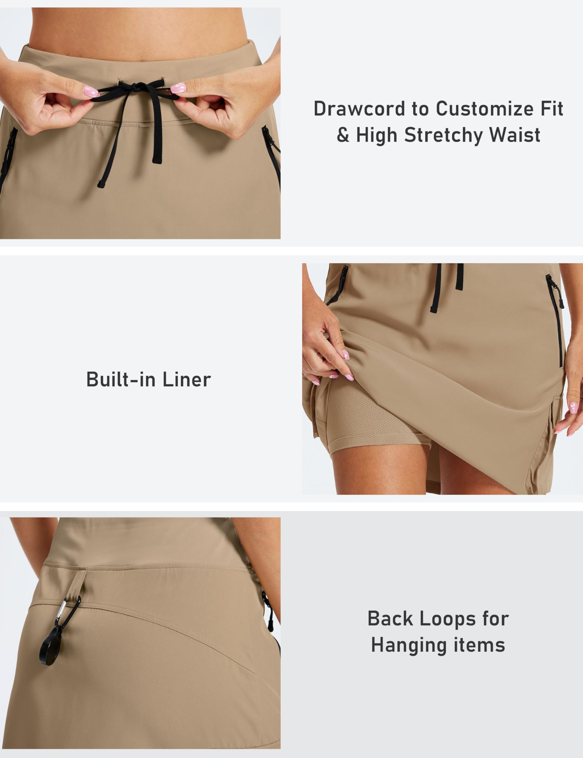 MoFiz Gonne Trekking Donna Gonna Sportiva con Pantaloncini da Tennis Golf Skirt con Tasche Gonna Estiva Donna al Ginocchio
