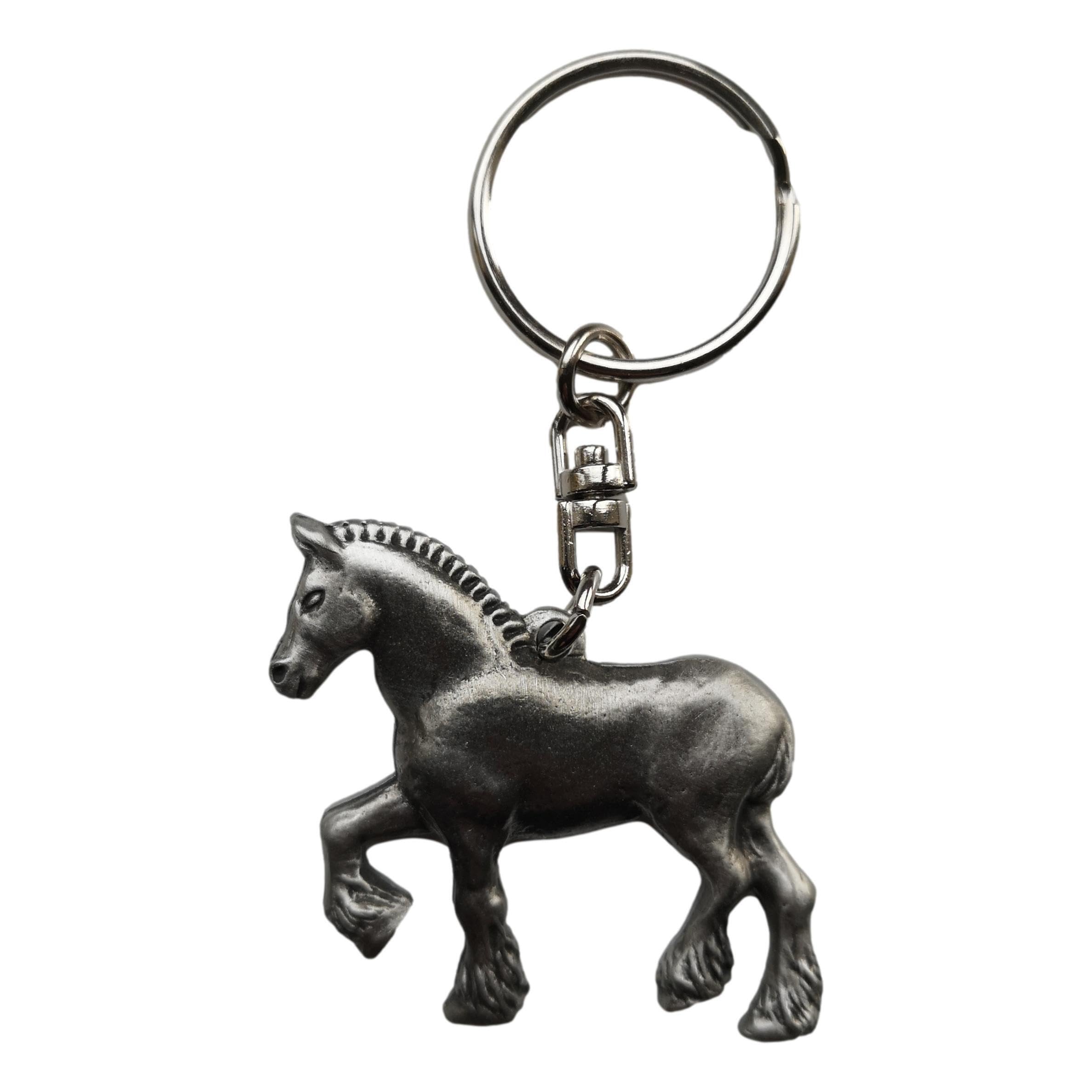 Shire Horse Keyring (Keychain), Fine English Pewter.
