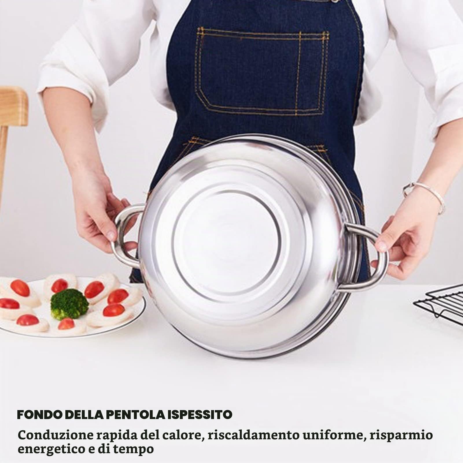 Set di Pentole per Cottura a Vapore in Acciaio Inossidabile a 2 Strati, Pentola a Vapore per Cucinare, Padella per Tutti i Giorni, Set di Pentole per Cottura a Vapore, con Coperchio in Vetro, Padella