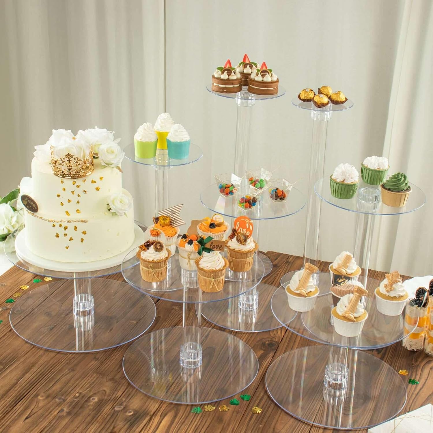 Efavormart Lovely 8 Tier Acrylic Crystal Glass Clear Cake Dessert Decorating Stand For Birthday Party Wedding
