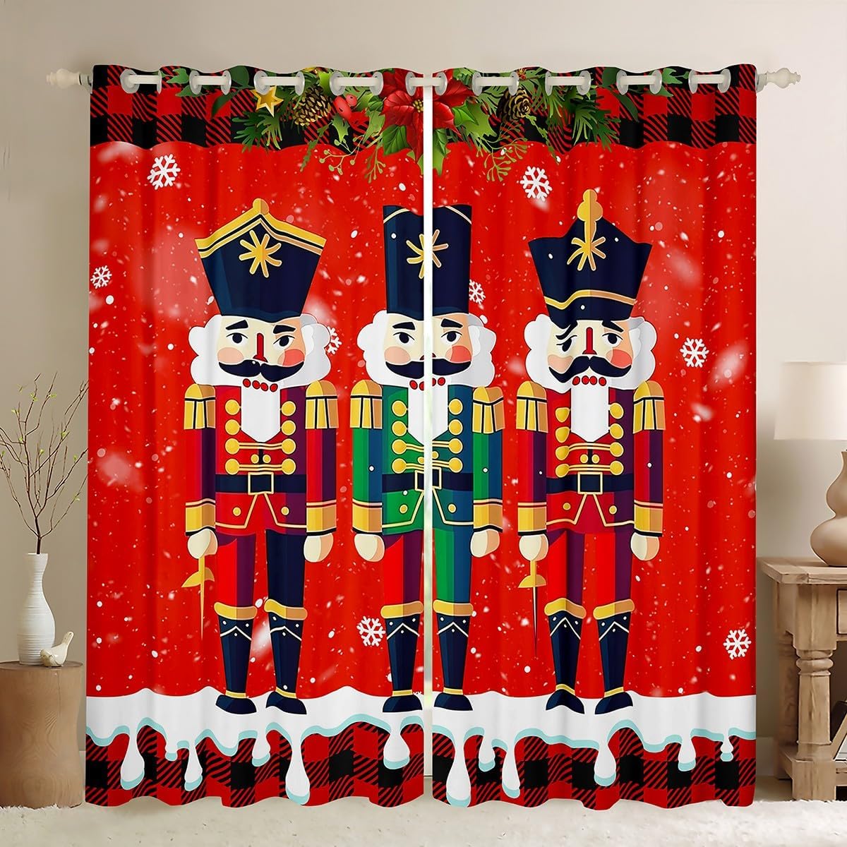 Feelyou Merry Christmas Curtains for Bedroom Living Room Christmas Gnomes Blackout Darkening Drapes Xmas Theme Window Treatments, 2 Panels 52 x 84 Inch Room Decor