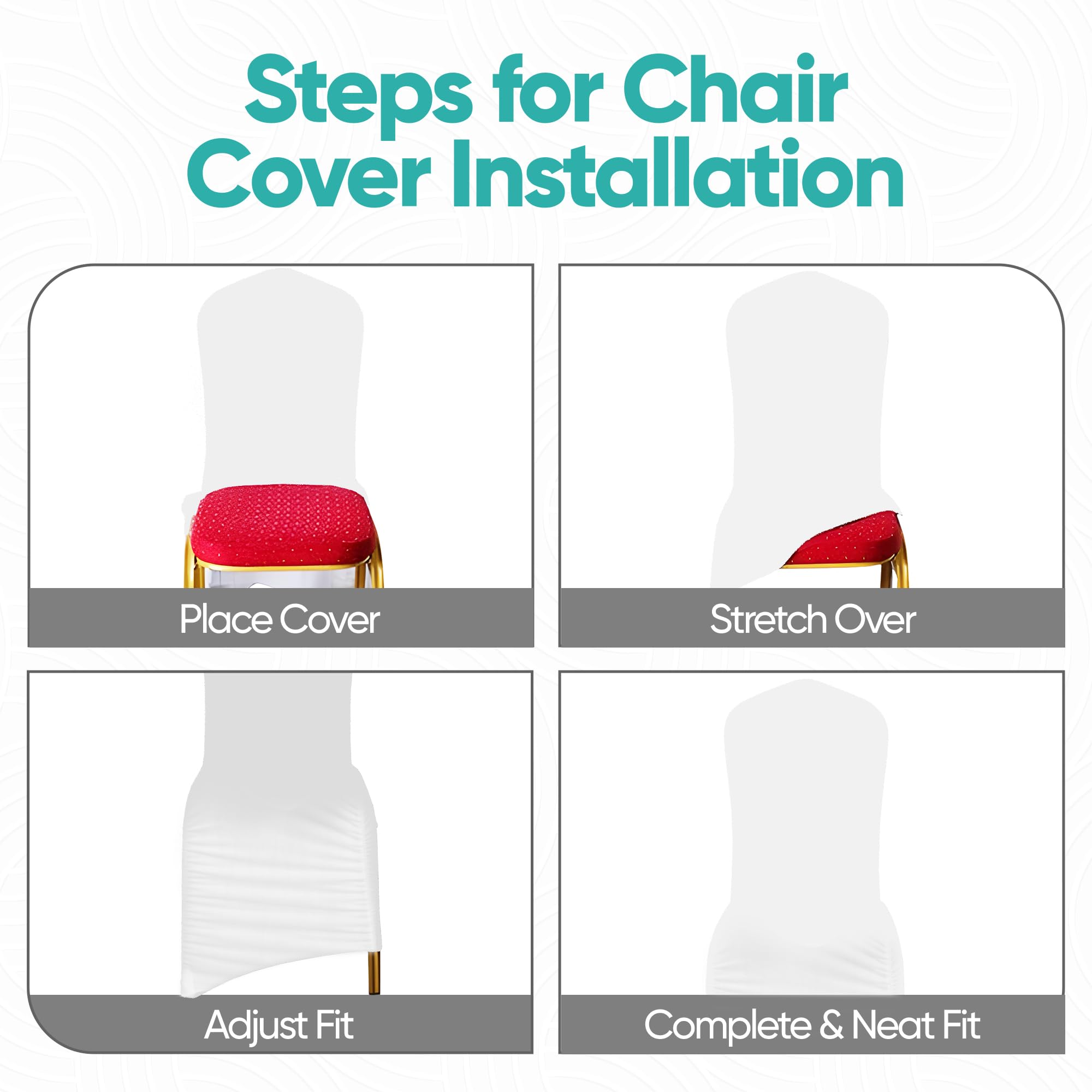Trimming Shop Boda Spandex Silla Fundas con Botín Espalda Ondulado Fundas de Asiento para Bodas,Conferencias,Eventos - Blanco, 100