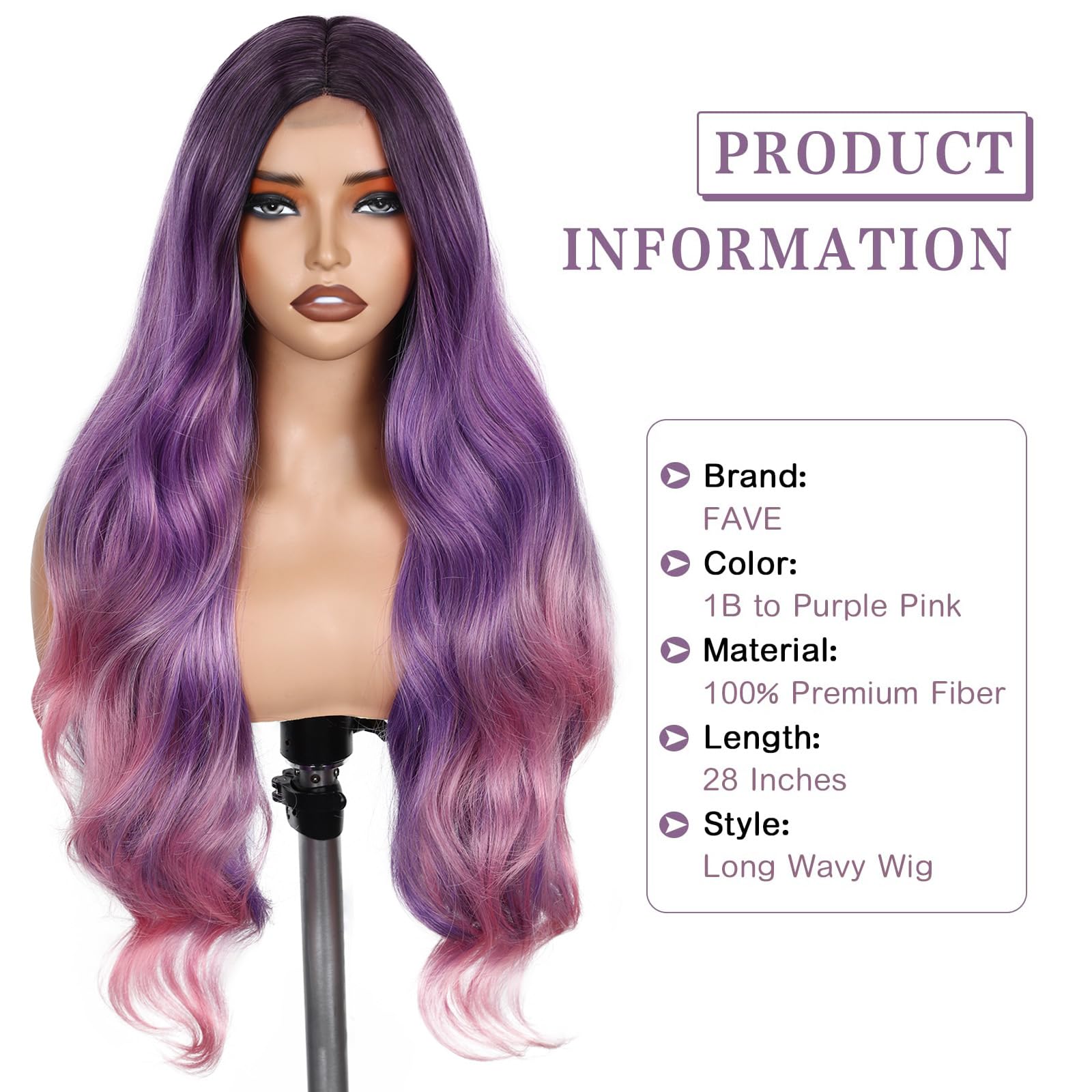 Ombre Pink Purple Beauty Wig!! testar Long Ombre Pink Black Wigs For Black Women Straight  main image 2