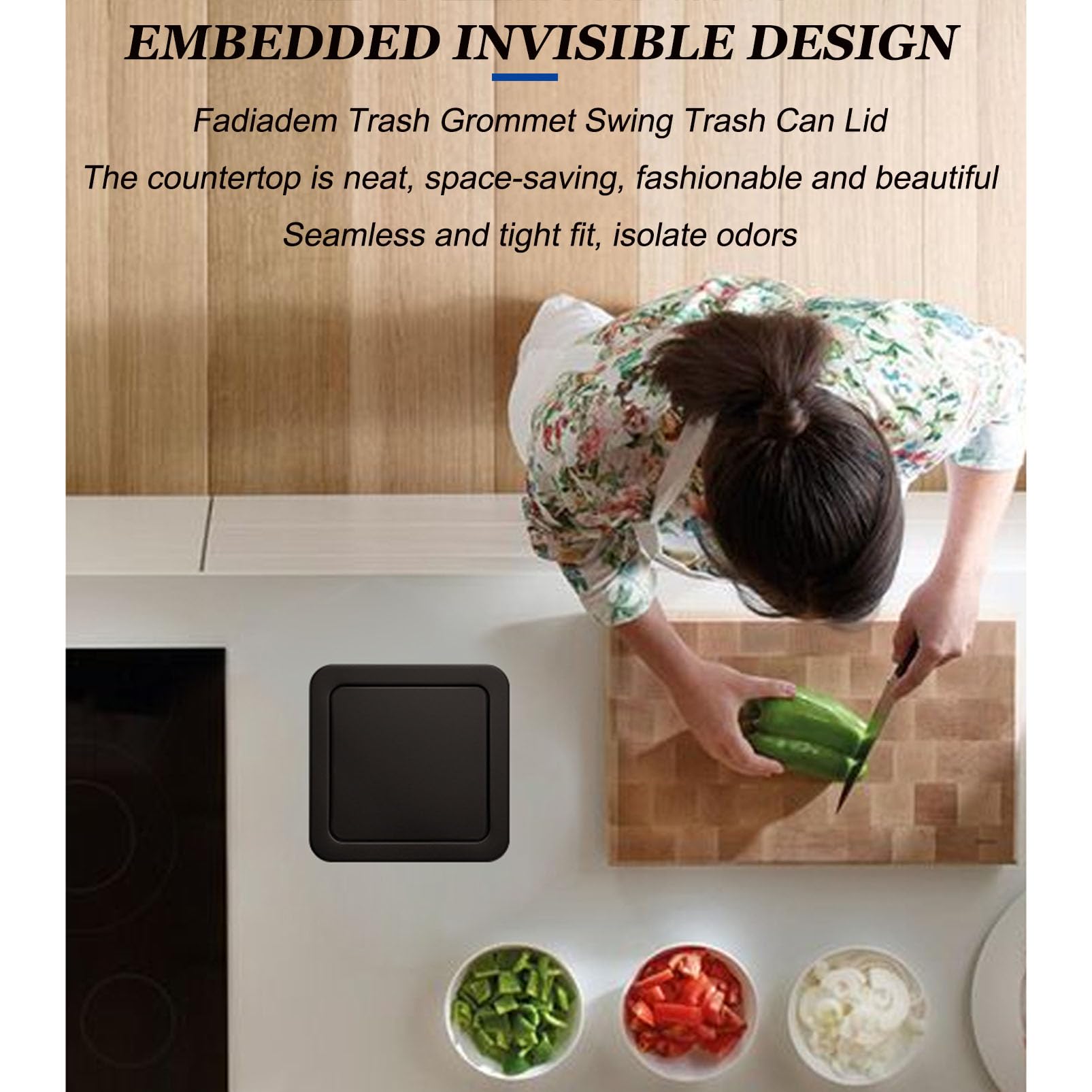 Countertop Trash Chute Flap Cover Stainless Steel Built-in Trash Chute - View #8