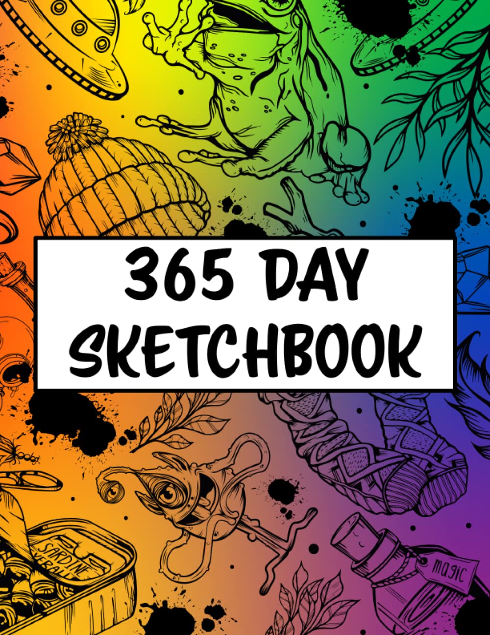 365 Day Sketchbook: Daily Sketch Book Doodle A Day with Drawing Prompt Lists Numbered Pages and Belongs To Page 8.5 x 11 inch A4 Rainbow Soft Cover (Sketchbooks)