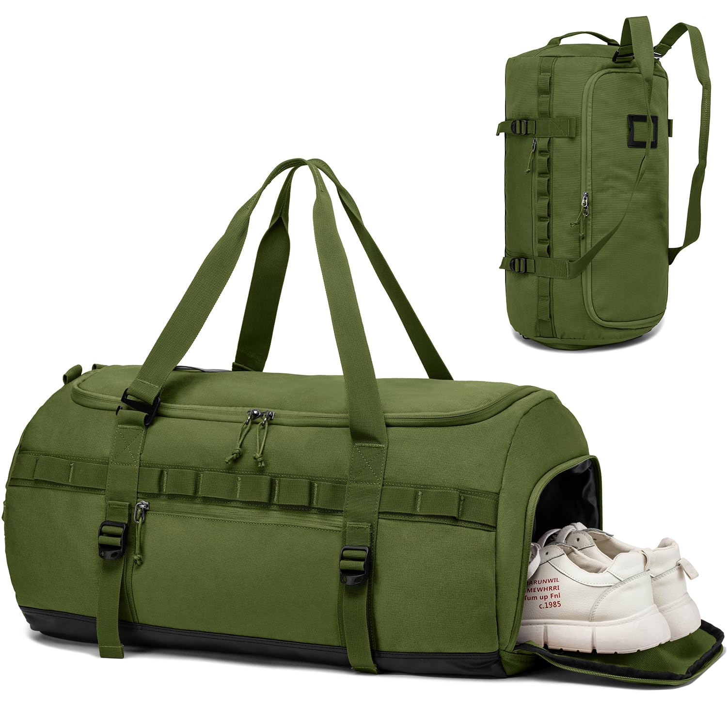Lyweem Sports Gym Bag Mens, Large 60L Tactical Travel Duffle Bag with Shoes Compartment Women, Overnight Duffel Bag Backpack - Image 2