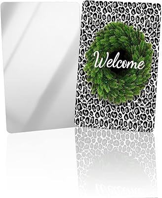 OComster Spring Green Wreath Welcome Compact Mirror Bulk Mini Card Mirror, Farmhouse White Black Cheetah Small Compact Mirror for Purse, Rectangular Handheld Pocket Makeup Mirror