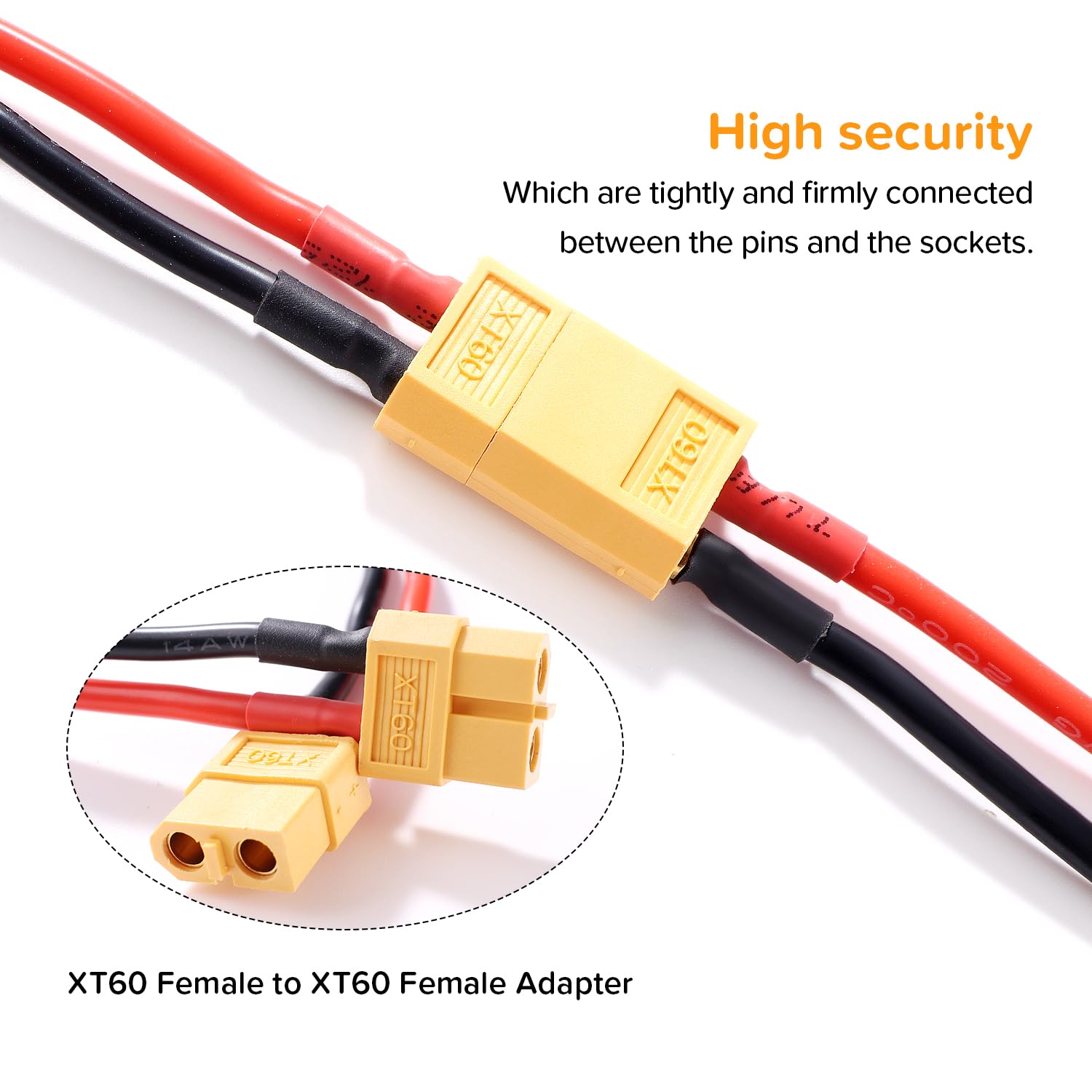 XT60 Przewód Przedłużający, XT60 Żeński do Żeński Wtyk Złącza, z 30cm 14AWG Silikonowym Kablem, do Akumulatora RC LiPo