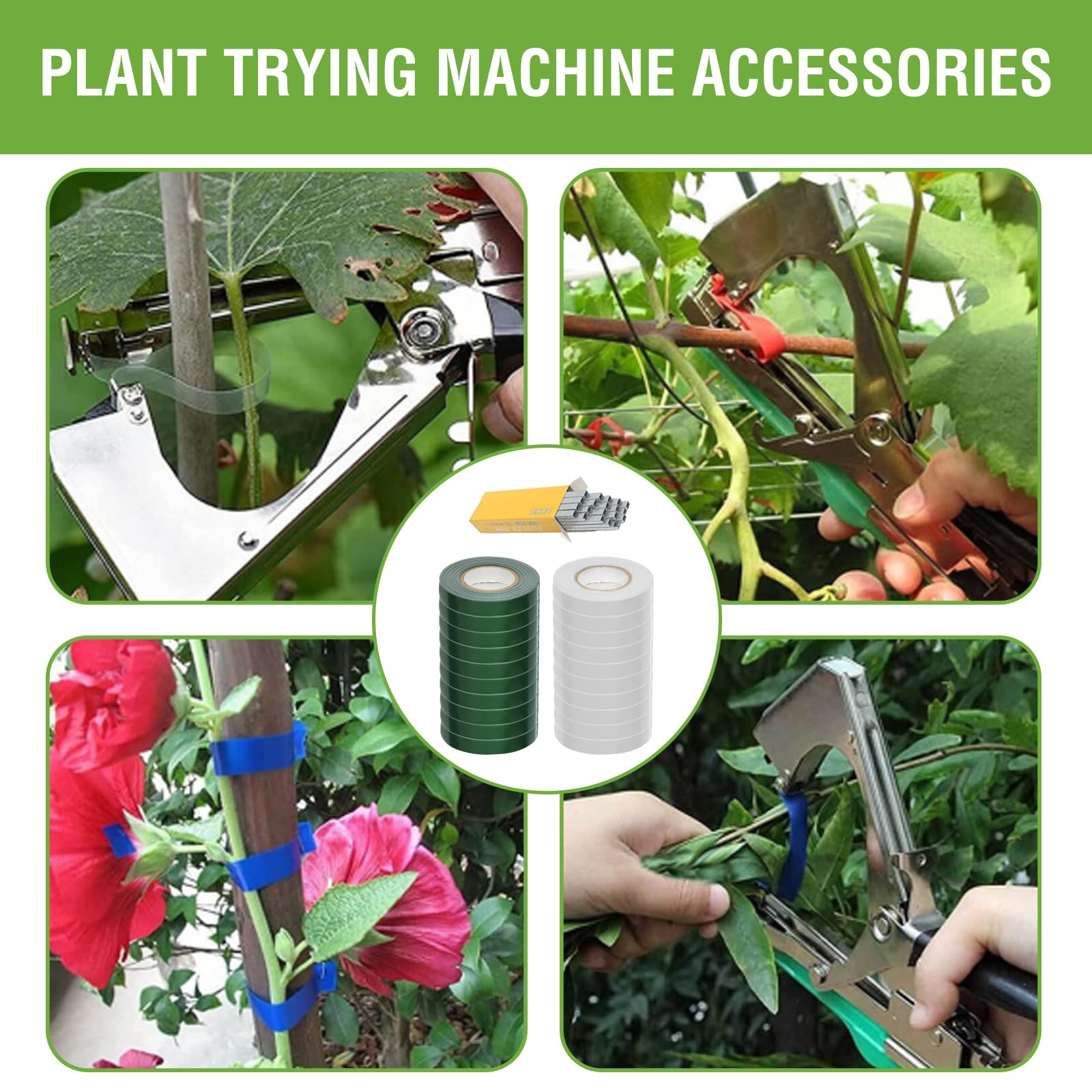 10 Rollos Maquina para Atar Plantas,para Maquina para Atar,Herramienta de Cinta de Jardín para Atar Ramas de Plantas, para Viñedo Pepino Fruta Flores Vegetales