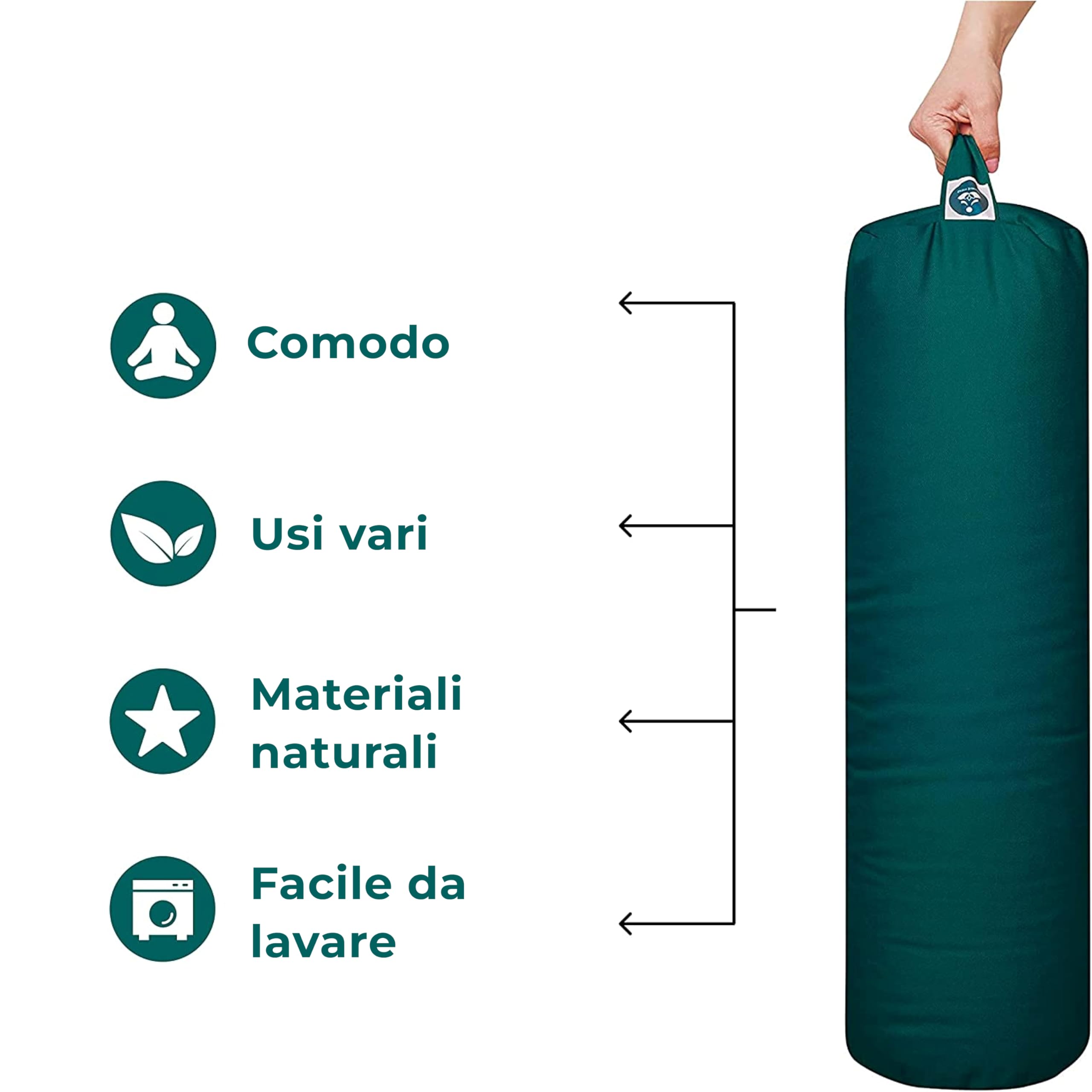 Bolster Yoga - Yoga Cuscino Cilindro Ø20 cm – Rullo 100% Naturale