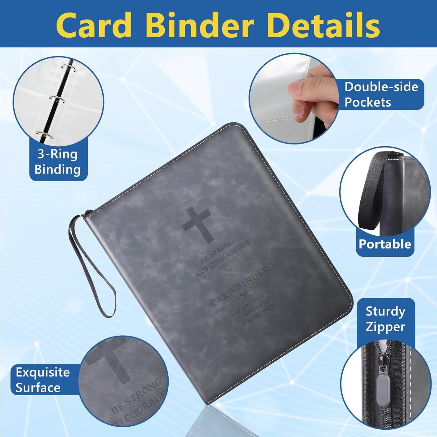 Card Collection Binder, 9 Pocket Card Binder, 900 Pockets Sleeves with Zipper Card Binder, Card Folder for MTG, TCG, Sports Cards, Baseball Card, Football Card