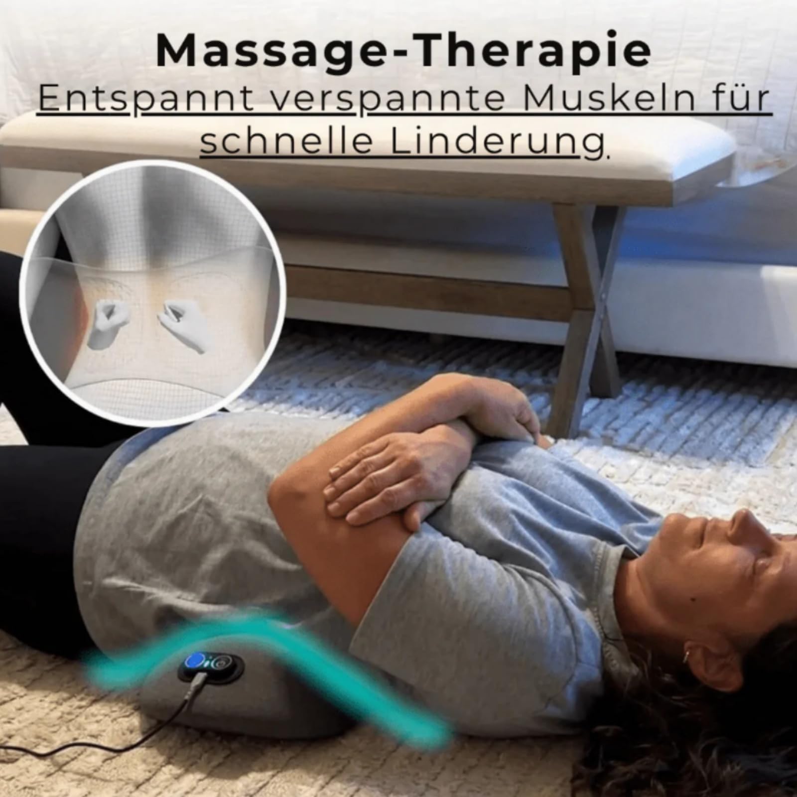 ergopur 3-Zonen Ergoflow Tiefenmassagegerät – 3-in-1 Rückenmassagegerät mit Wärme, Vibration & Dehnung, Tragbares Massagegerät für Nacken & Schultern zur Entspannung (Dunkelgrau)
