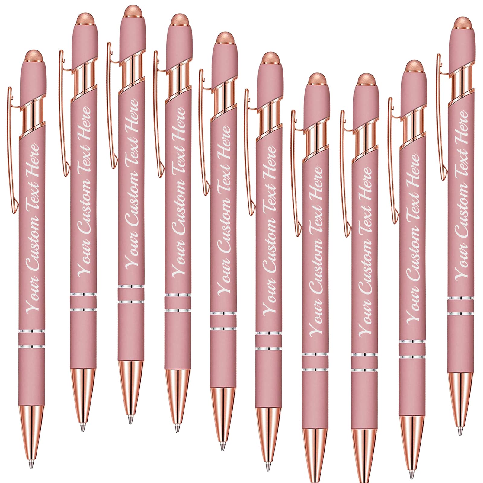 Fadace Up to 500 Pcs Personalized Pens Bulk Custom Customized Pen with Stylus Free Engraving Ballpoint Pens Set with Your Name Text for Business Women