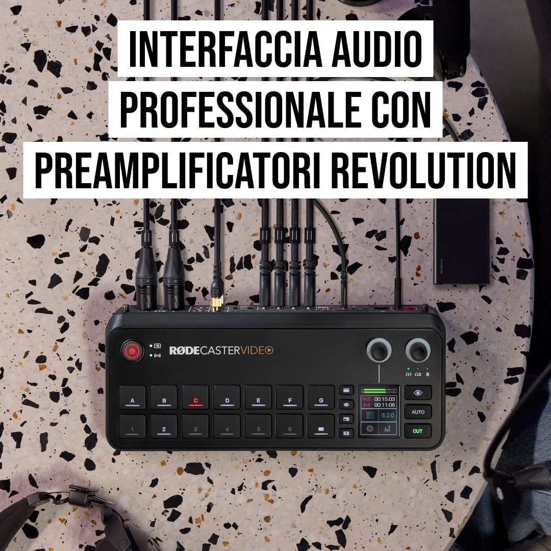 RØDE RØDECaster Video, switcher video professionale e interfaccia audio, multi-camera, 6 ingressi video HDMI e USB, 1080p60, scene multi-sorgente | Tutto-in-Uno, Mixer Audio Professionale Integrato, Switching Video, Qualità Broadcast
