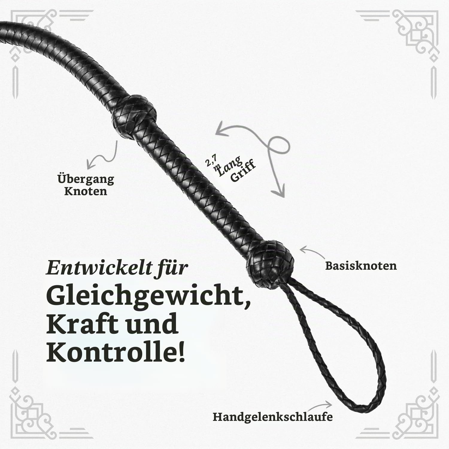 Indiana Jones Style Bullwhip Echtes Rindsleder, Reitpeitsche, schwarz, 0,9 m, 1,2 m, 1,8 m und 2,4 m lang für Reitsport