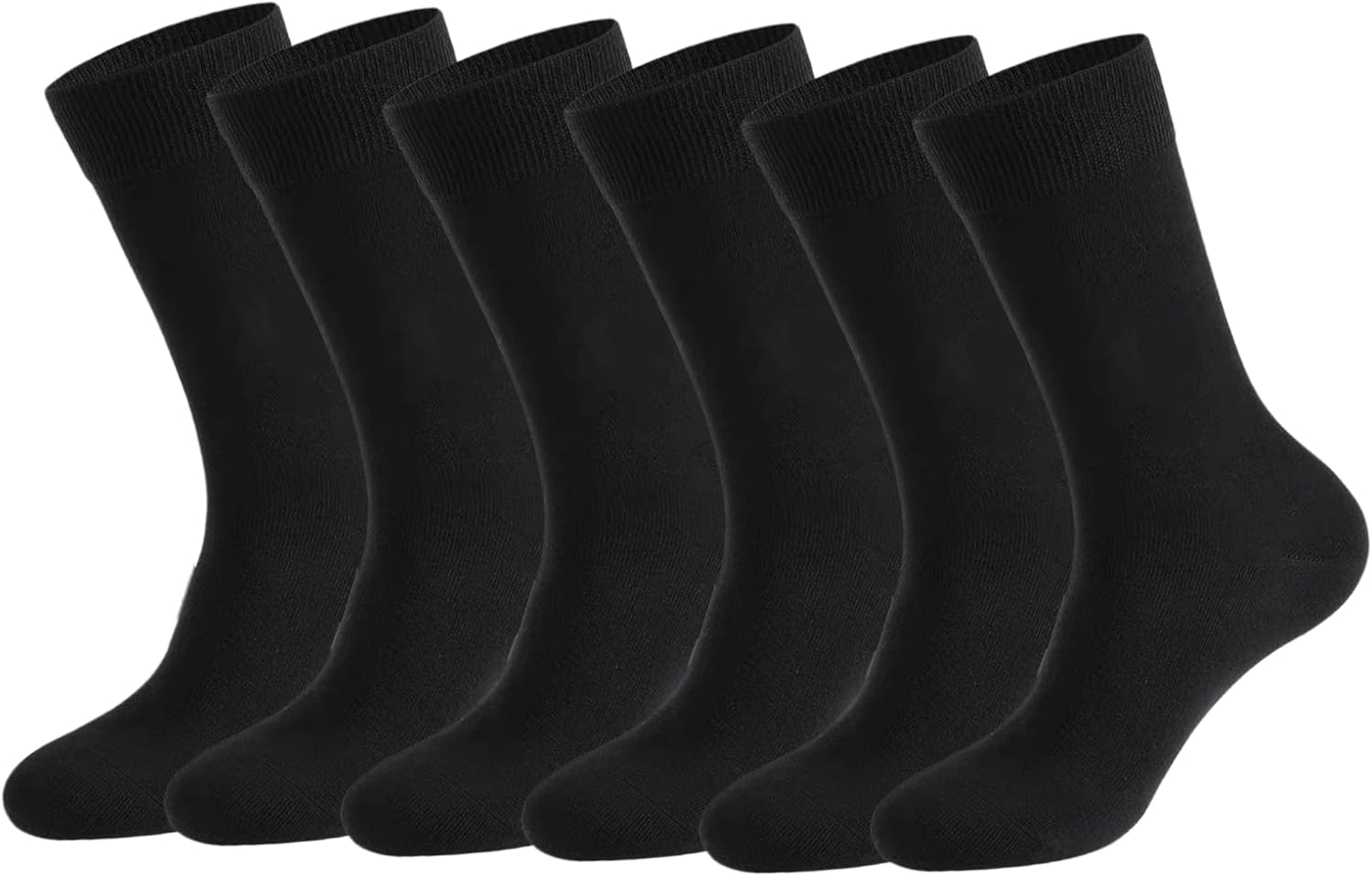 JIFANPAUL Men's Black Dress Socks, Cushioned, Breathable & Durable for Business and Formal Wear, 6 Pairs