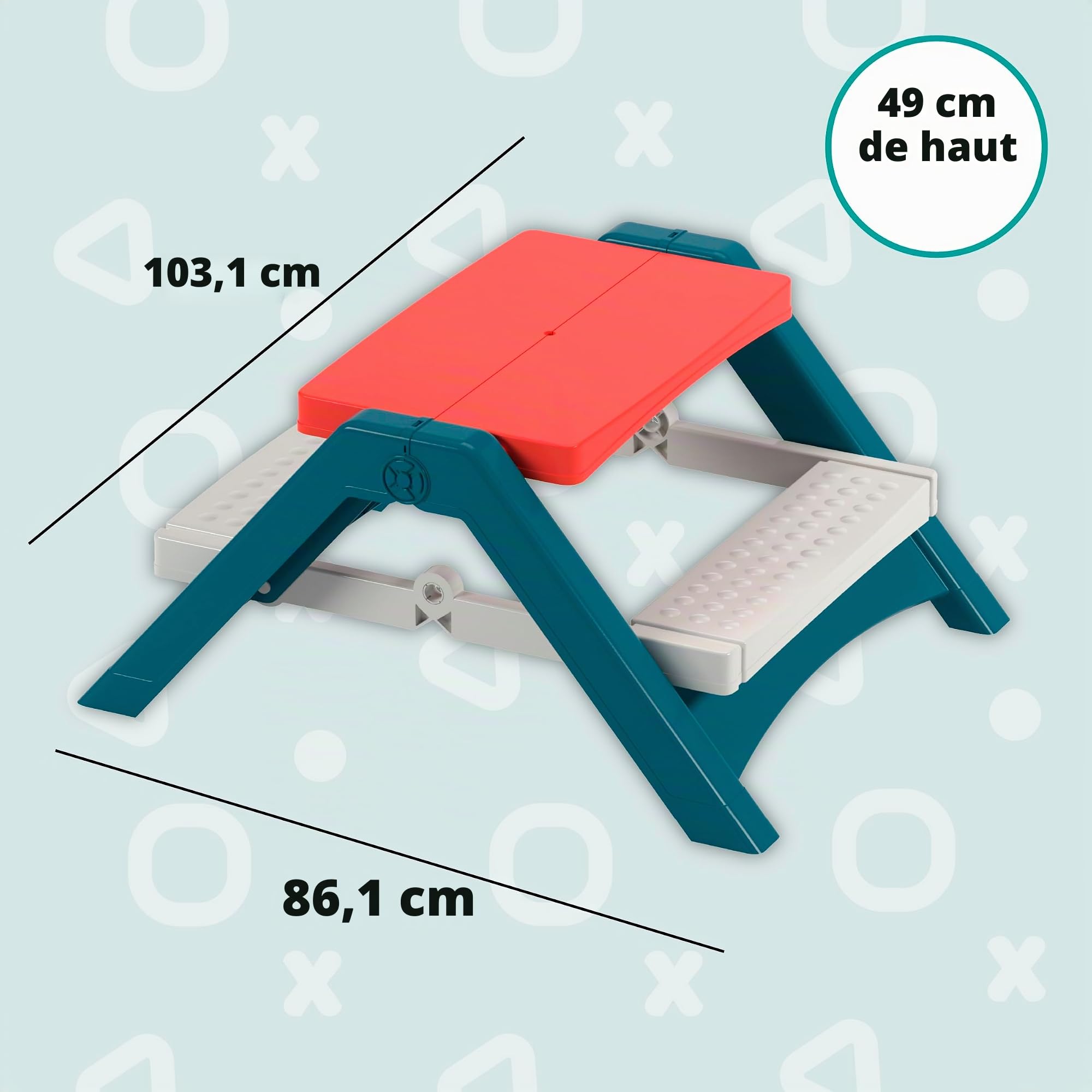 Palplay Table de Pique-Nique Pliable pour Enfants résistante aux UV pour l'intérieur et l'extérieur Table de Jeu et Banc pour Enfants et Tout-Petits