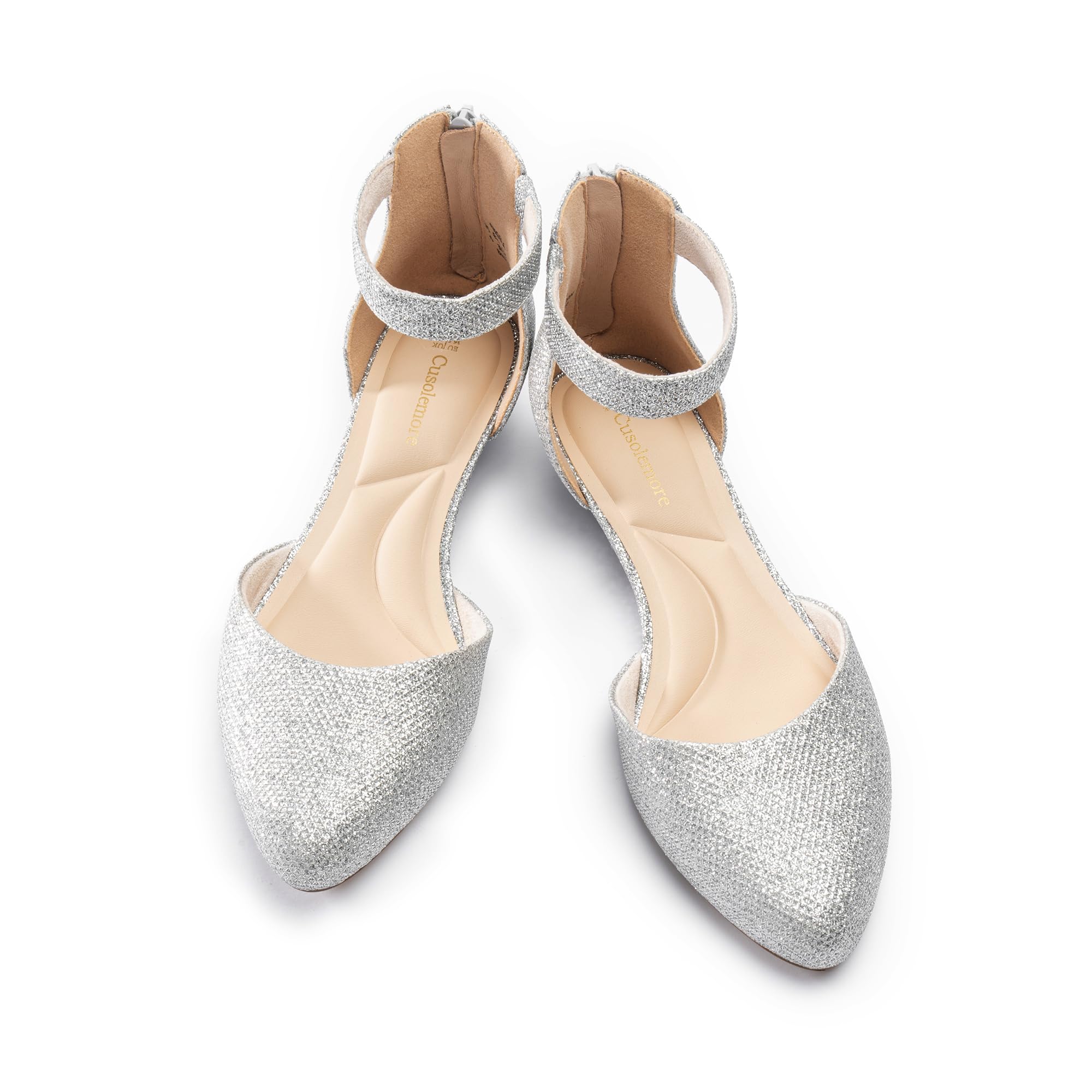 Cusolemore Angela Chaussures Plates habillées pour Femmes avec Bride de Cheville à Faible écart