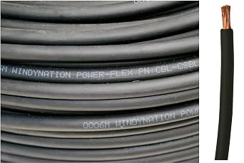 2 AWG 2 Gauge 50 Feet 50 ft Black Welding & Battery Cable Pure Copper Flexible Wire - Car, RV, Inverter, Solar, Battery by WindyNation