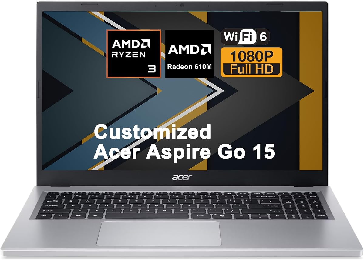iCarp Customized Laptop Made with Acer Aspire Go 15 Business Laptop 15.6" FHD ComfyView AMD Quad-core Ryzen 3 7320U 8GB RAM 128GB/256GB/512GB/1TB/2TB SSD Type-c Wi-Fi6 Long-Lasting Battery Win11