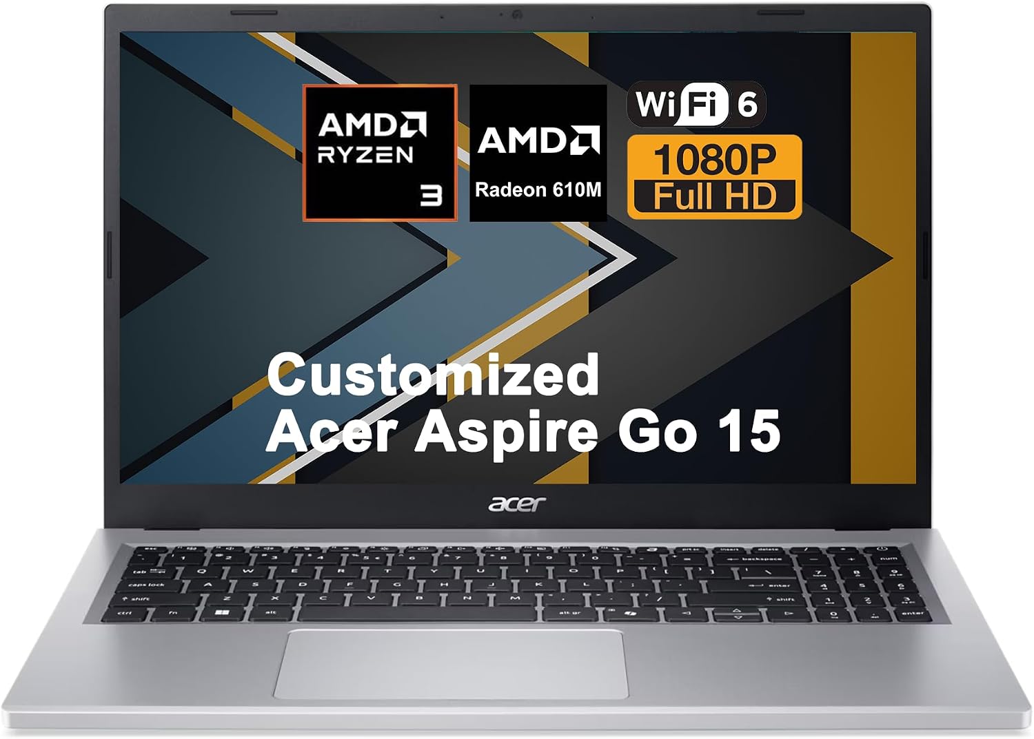 iCarp Customized Laptop Made with Acer Aspire Go 15 Business Laptop 15.6" FHD ComfyView AMD Quad-core Ryzen 3 7320U 8GB RAM 128GB/256GB/512GB/1TB/2TB SSD Type-c Wi-Fi6 Long-Lasting Battery Win11