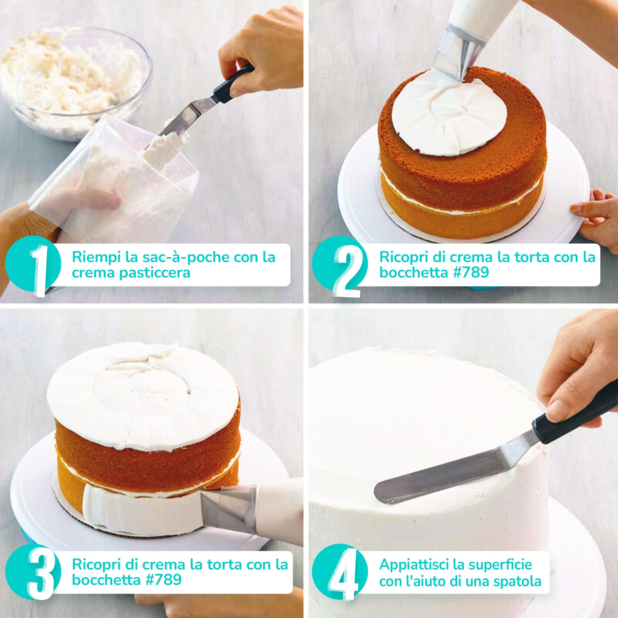 Kit di beccucci per crema da dessert, decorazione per dolci, cupcake, glassa, riempimento, iniettore con 5 ugelli, strumenti e forniture per la decorazione di torte