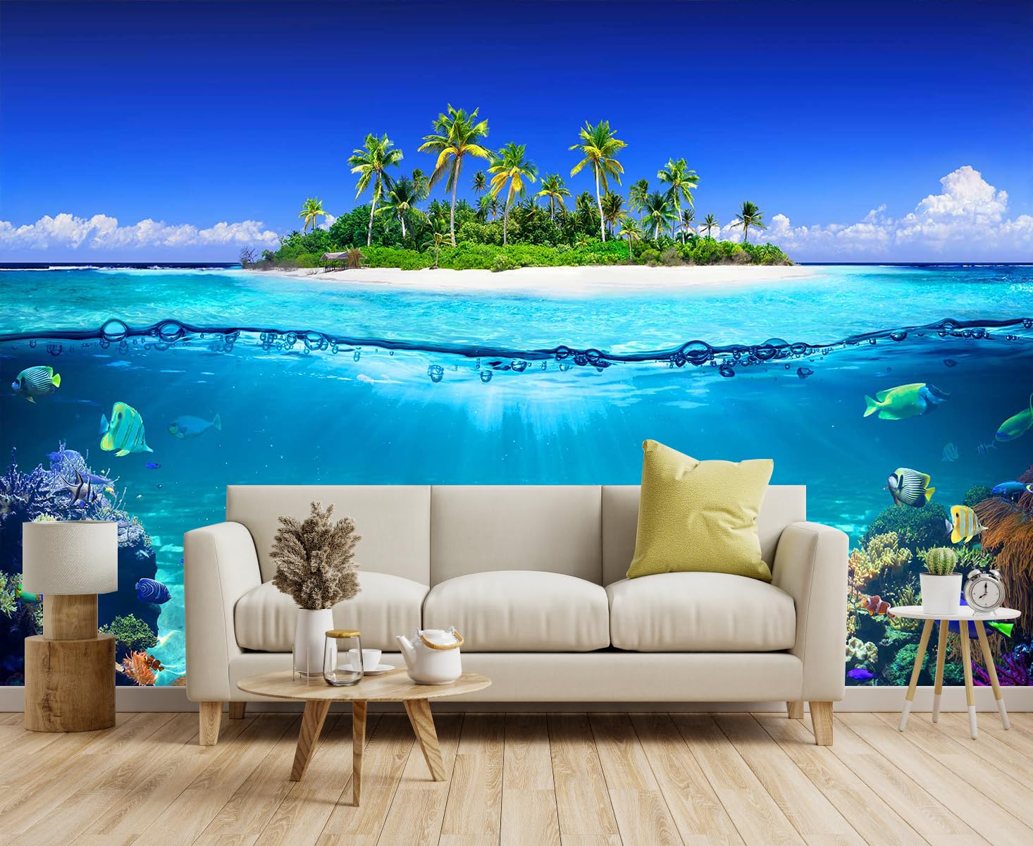 Toolhom Tropical Islands and Coral Reefs Waterline Split Landscape Mural