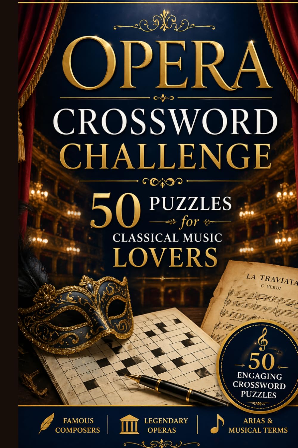Opera Crossword Challenge: 50 Puzzles for Classical Music Lovers: Explore Famous Composers, Legendary Operas, Arias & Musical Terms Through Elegant and Challenging Crossword Puzzles