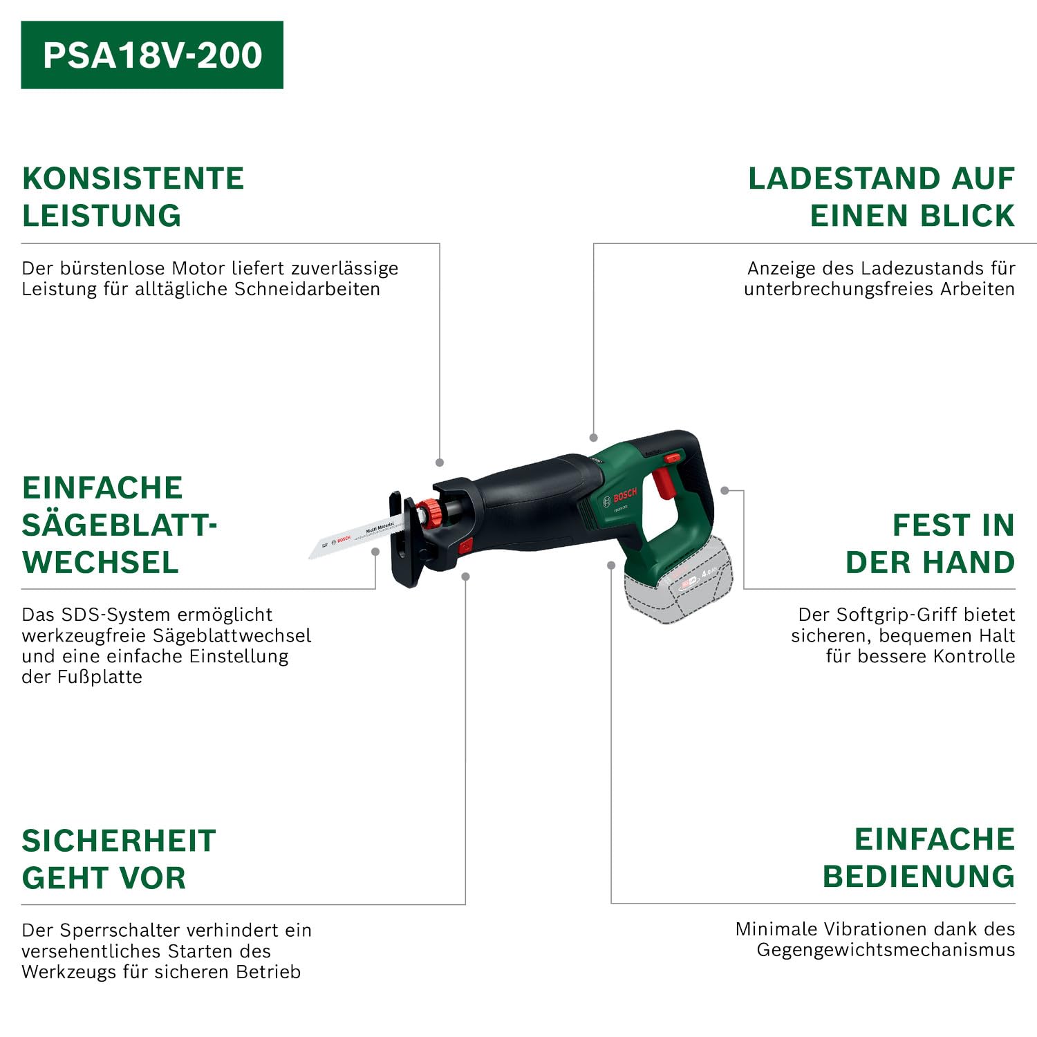 Bosch 18V System PSA18V-200 Akku-Säbelsäge (Karton)