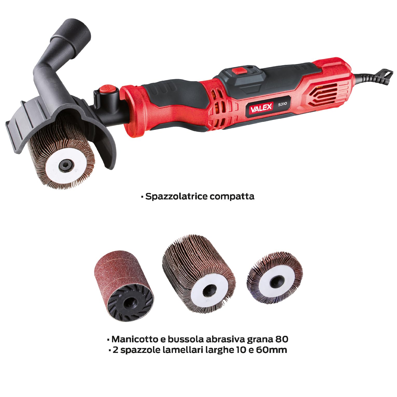 Valex Spazzolatrice Elettrica Compatta S310, 310W, Accessori inclusi