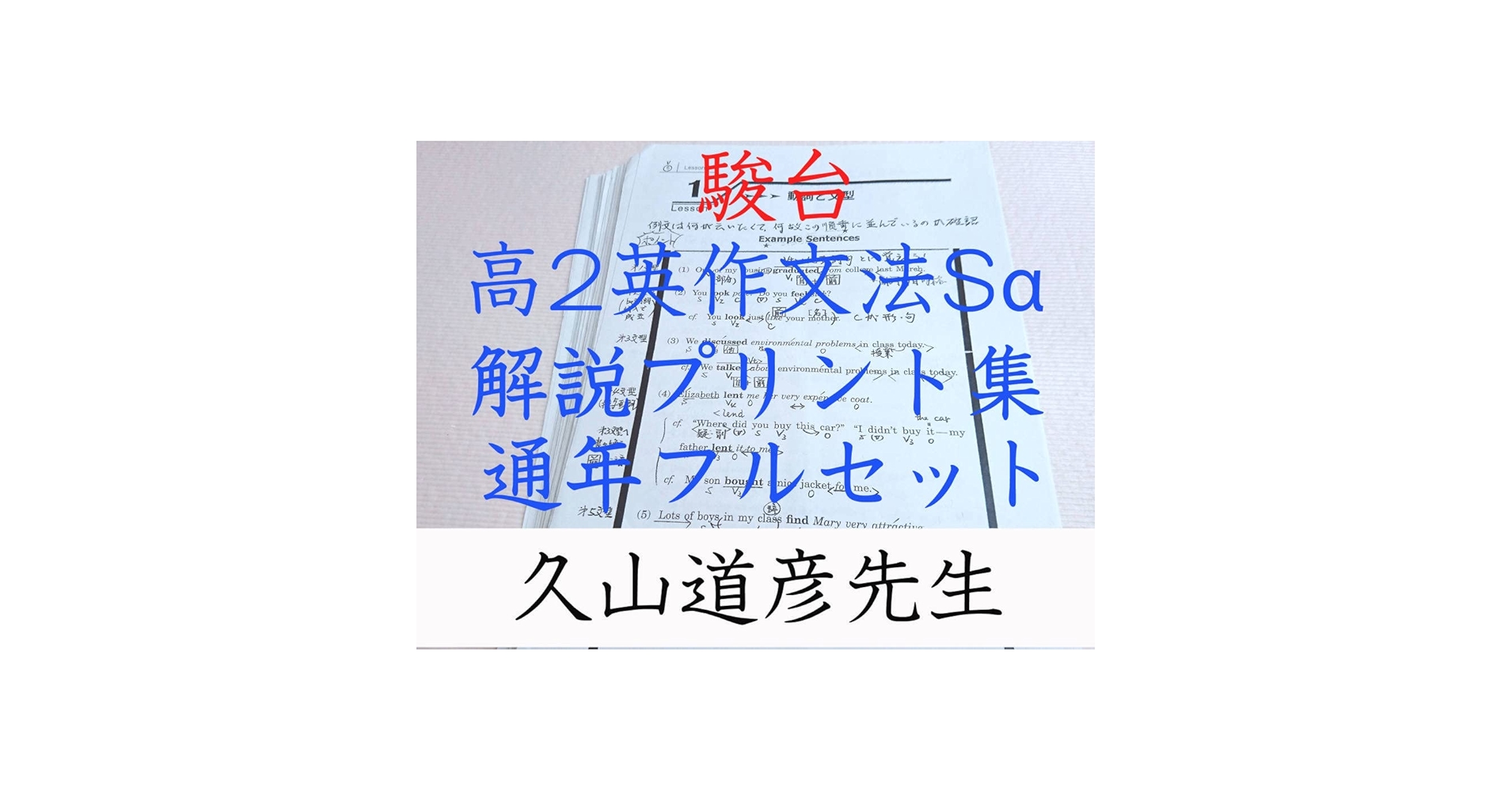駿台の久山道彦先生による高2英作文法Sα過保護プリント集　鉄緑会　河合塾　東進 駿台の久山道彦先生による高2英作文法Sα過保護プリント集鉄緑会