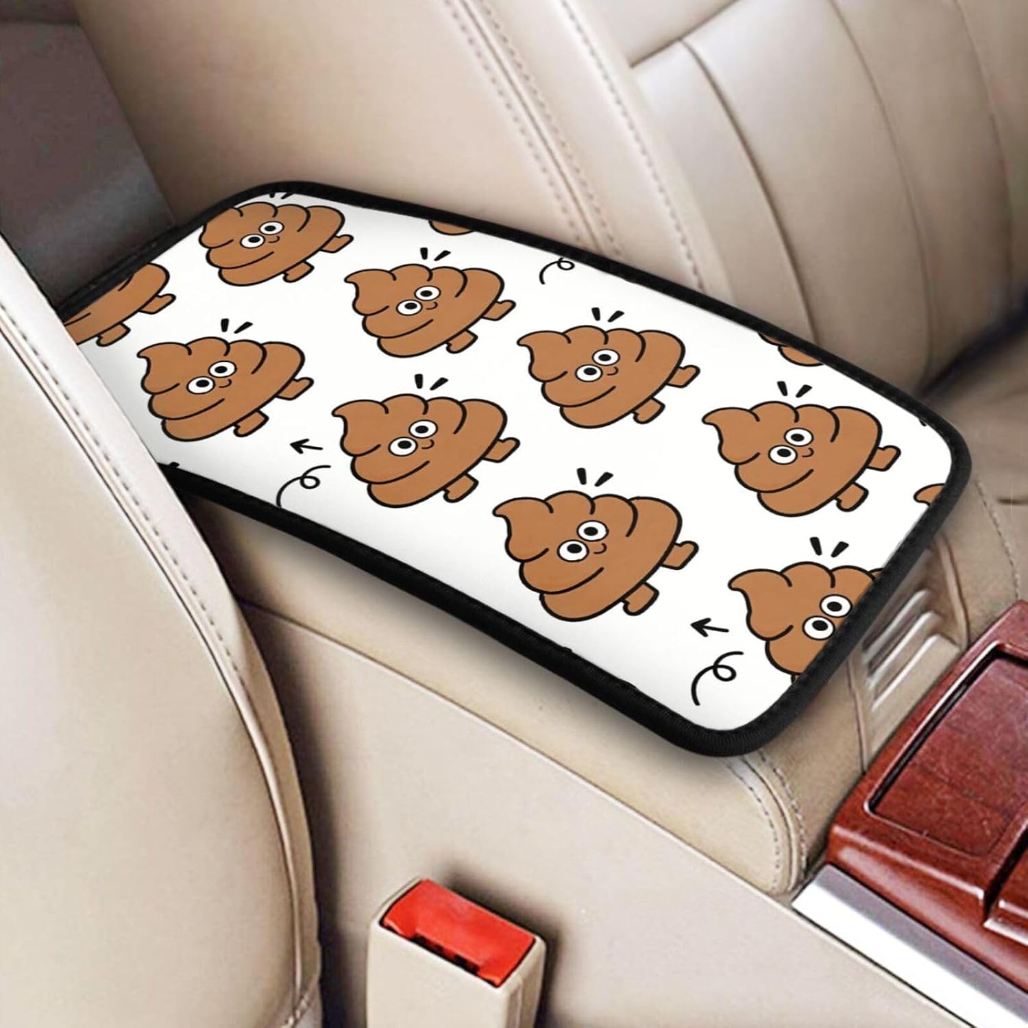 Cute Poop Funny Pattern Car Center Console Armrest Cover Pad