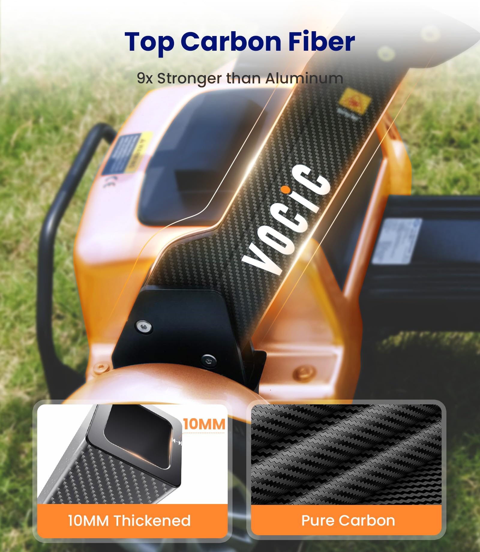 VOCIC D71 Carbonio Elettrico pieghevole disabili ultraleggera(21KG),20KM | 20 chilometri Carbonio Mobilità disabili per adulti con telai regolabili, Aeromobile idoneo al volo,5 anni (Arancione)