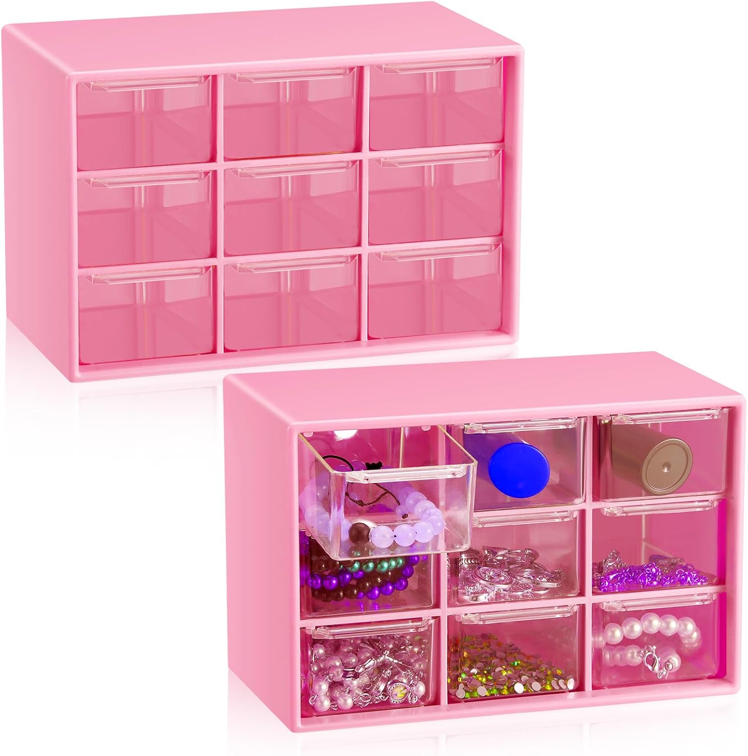 Wenqik 2 Pcs Small Drawer Organizer Teacher Toolbox Small