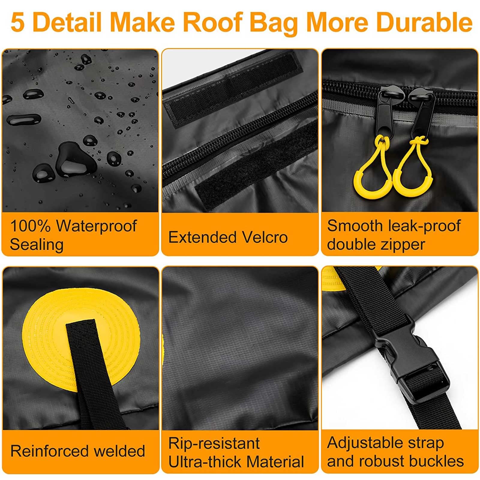 Coffre de Toit de Véhicule, Sac de Toit Voiture Pliable, Haute capacité, Bagage de Toit Étanche 425 L pour Voyager,Tous Les Véhicules avec Porte-Bagages - 95x95x46cm (Noir)