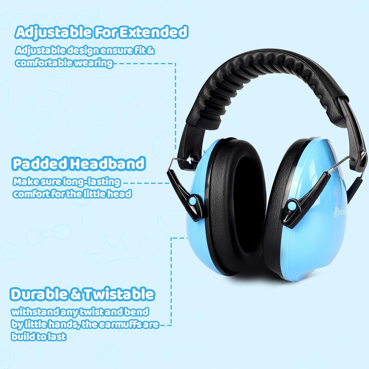 MelonArt Kids Noise Cancelling Headphones 6 Pack, Kids Ear Protection Earmuffs Child Sensory Headphones Toddler Soundproof Headphones Noise Reduction for Autism Shooting(Blue & Pink & Green)