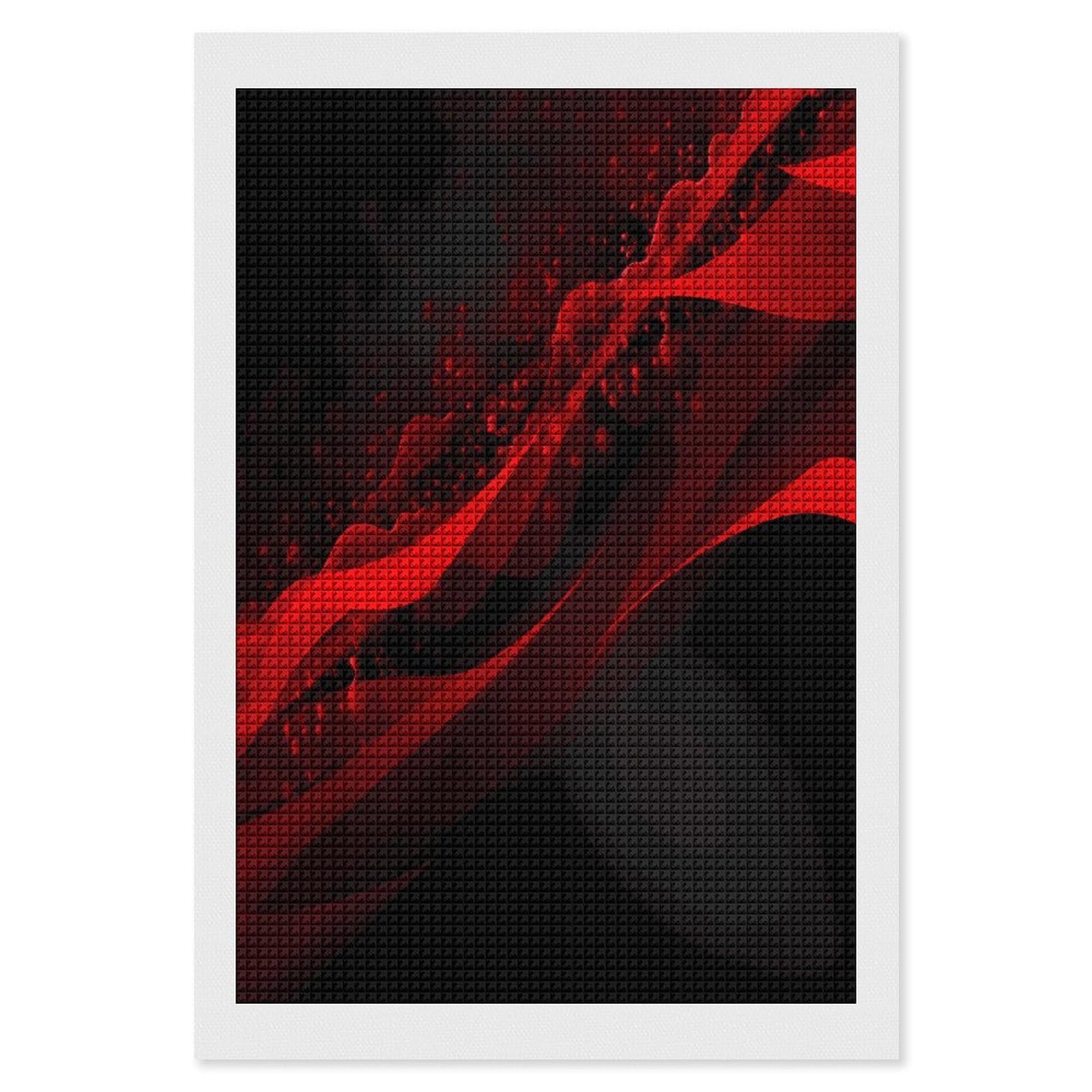 FodPand Black and Red Background Diamond Painting Kit for Beginner Fun 5D DIY Crafts for Adults Diamond Art Kits Square Diamond Art Canvas Painting Gem Art Crafts for Home Wall Decor 8"x12"