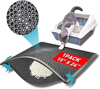 kaxionage Cat Litter Mat, Litter Box Mat,Honeycomb Double Layer Trapping Litter Mat Design,Waterproof Urine Proof Kitty Litter Mat,Easy Clean Scatter Control (Grey, 15x24 Inch (Pack of 1))