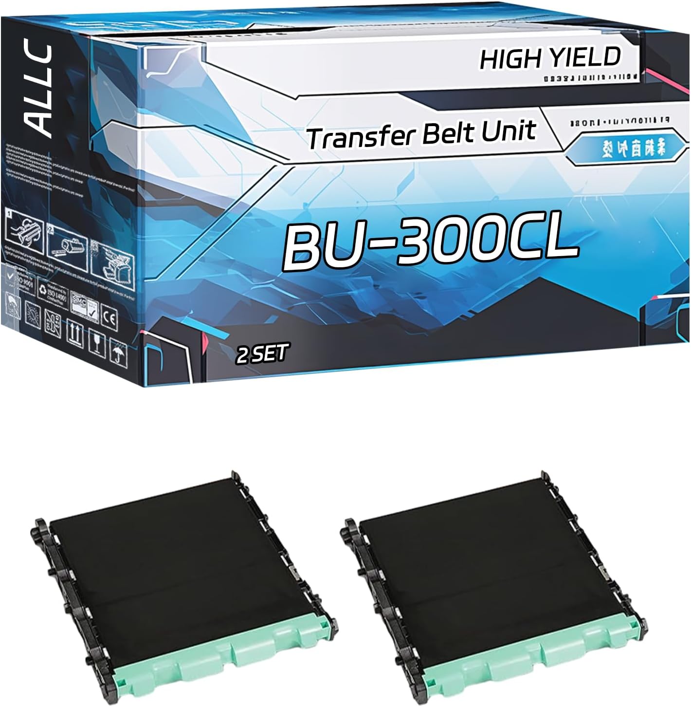 ALLC Compatible for Brother BU-300CL Transfer Belt Unit Work for Brother MFC-9460CDN MFC-9560CDW MFC-9970CDW Printers, with Chip, High Yield 50000 Pages, Clear Printing (2 Set)