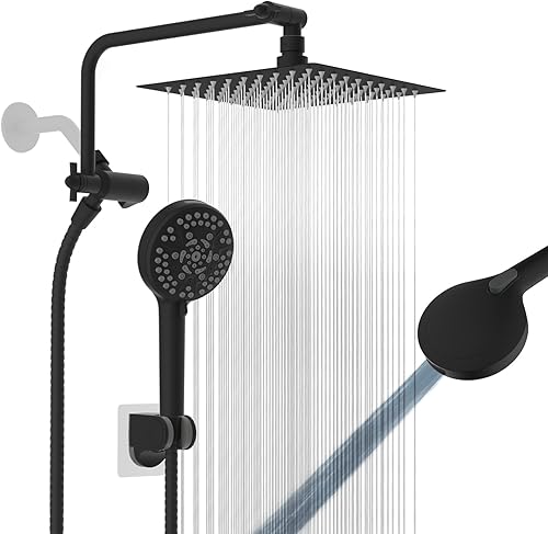 Miniatura 16 de Cabezal de ducha filtrado, 10 pulgadas de alta presión con 10 pulverizadores, cabezal de ducha de mano/lluvia con filtro de ducha de 20 etapas,