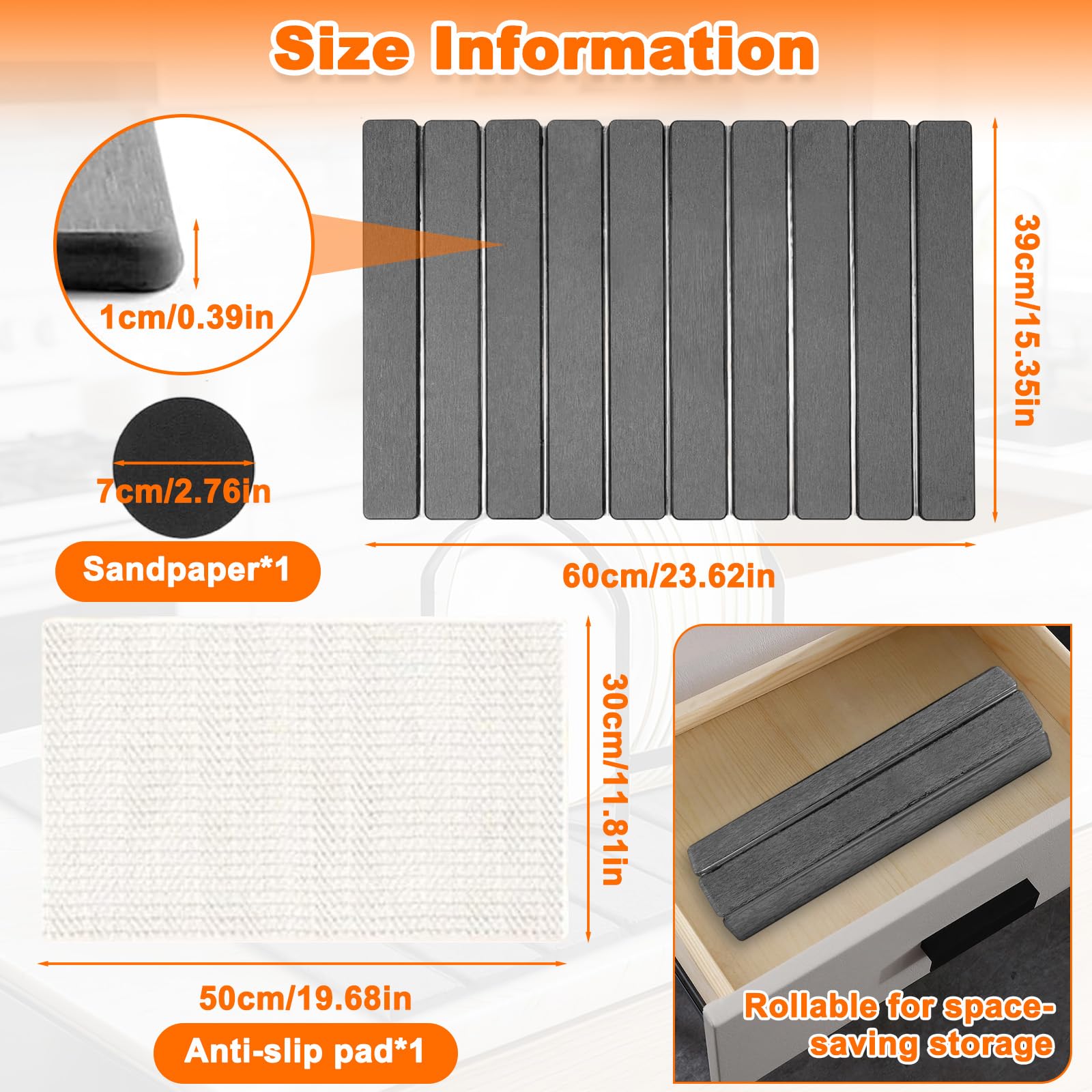Tapis Égouttoir Vaisselle en Diatomite 60x39cm, Tapis à Séchage Rapide Pierre Pliable pour Comptoir de Cuisine, Accessoires Égouttage Absorbant l'Eau Antidérapants pour Tasses, Bouteilles (Gris Foncé)