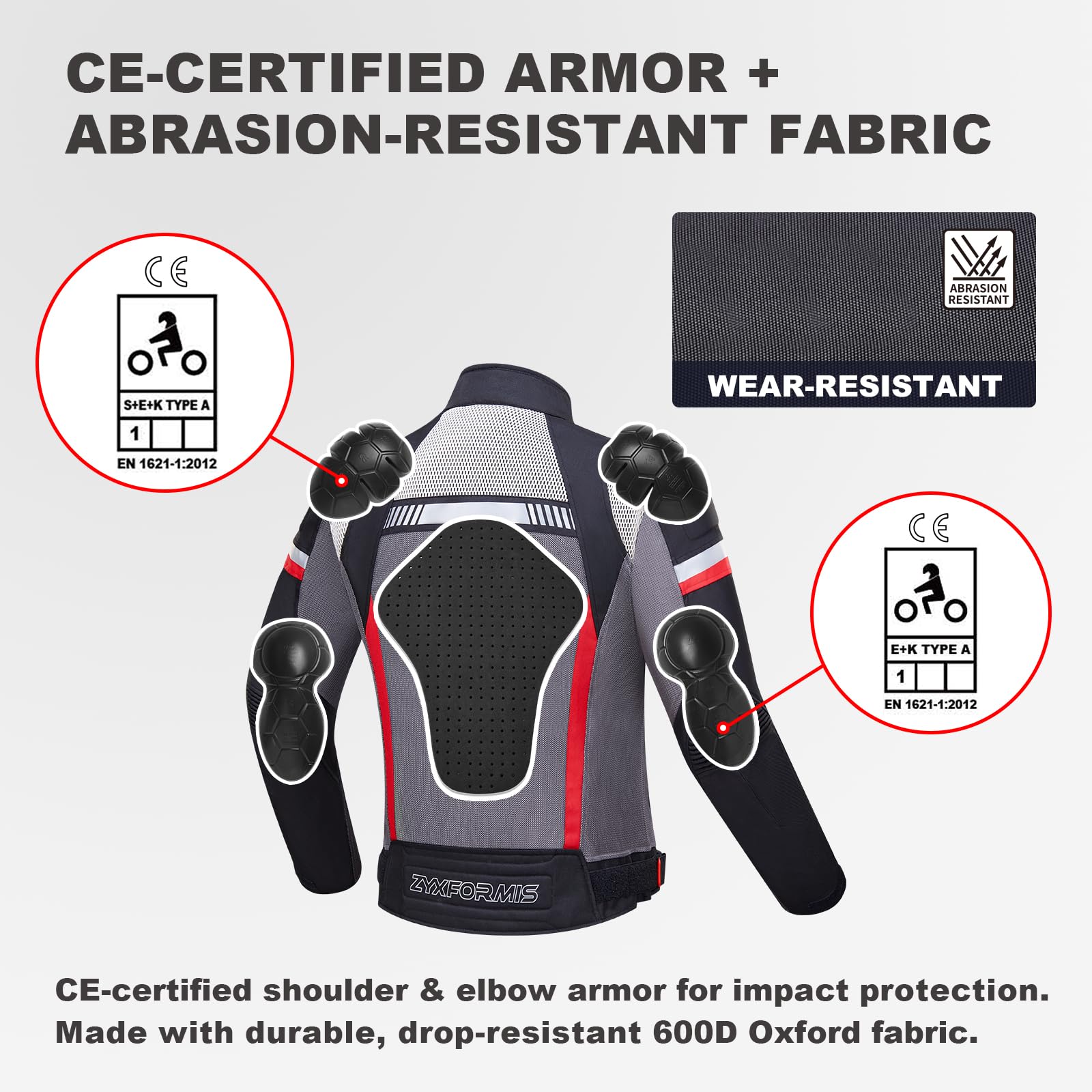 Chaqueta Moto Hombre Verano con Protecciones Homologadas, Cazadora de Moto en Tejido Técnico Perforado, Ropa de Motociclista Ligera, Transpirable y Anti-abrasión