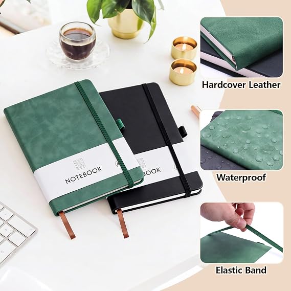 A5 Notebook, Journal Notebook A5, 200 Pages PU Leather Notepad 80 GSM