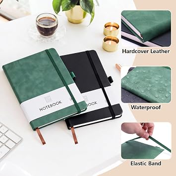 A5 Notebook, Journal Notebook A5, 200 Pages PU Leather Notepad 80 GSM