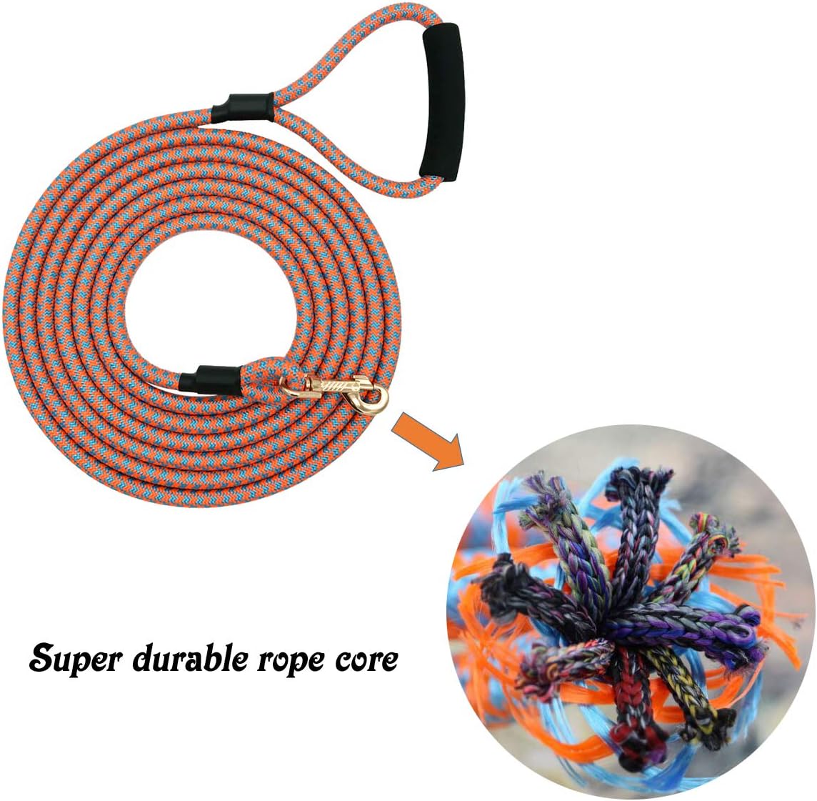 Nylon Strong Dog Rope Lead Leash Training Dog Lead with Soft Handle Red/Black (Dia:0.5" 30FT)