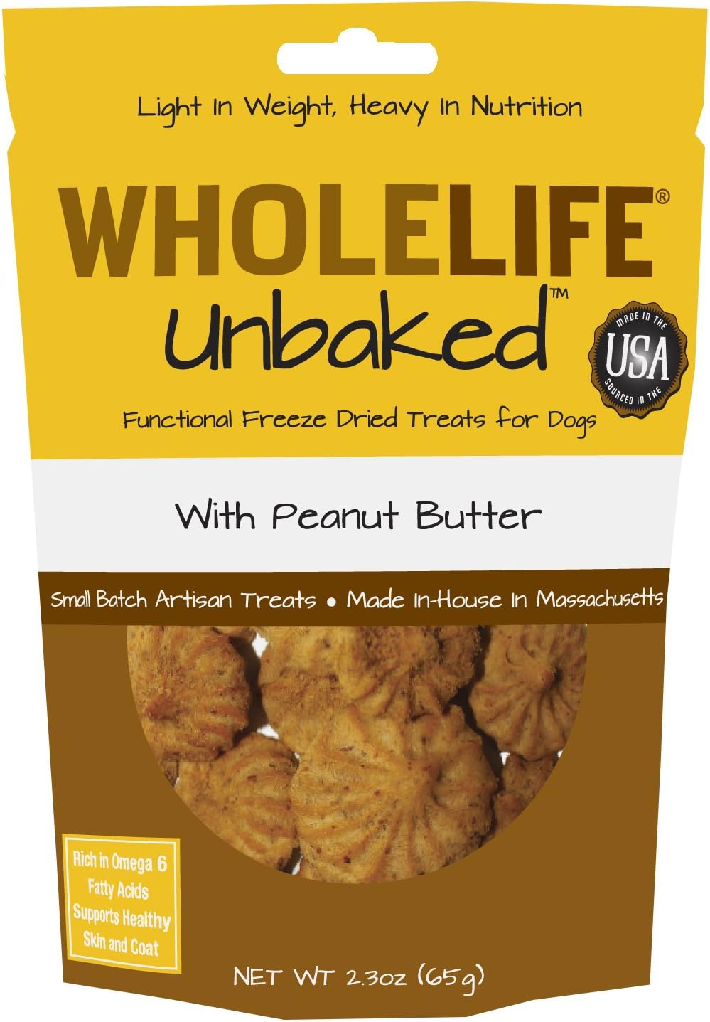 Whole Life Pet Unbaked Treats For Dogs-Healthy Skin & Coat Peanut Butter Flavor, 2.3-Ounce